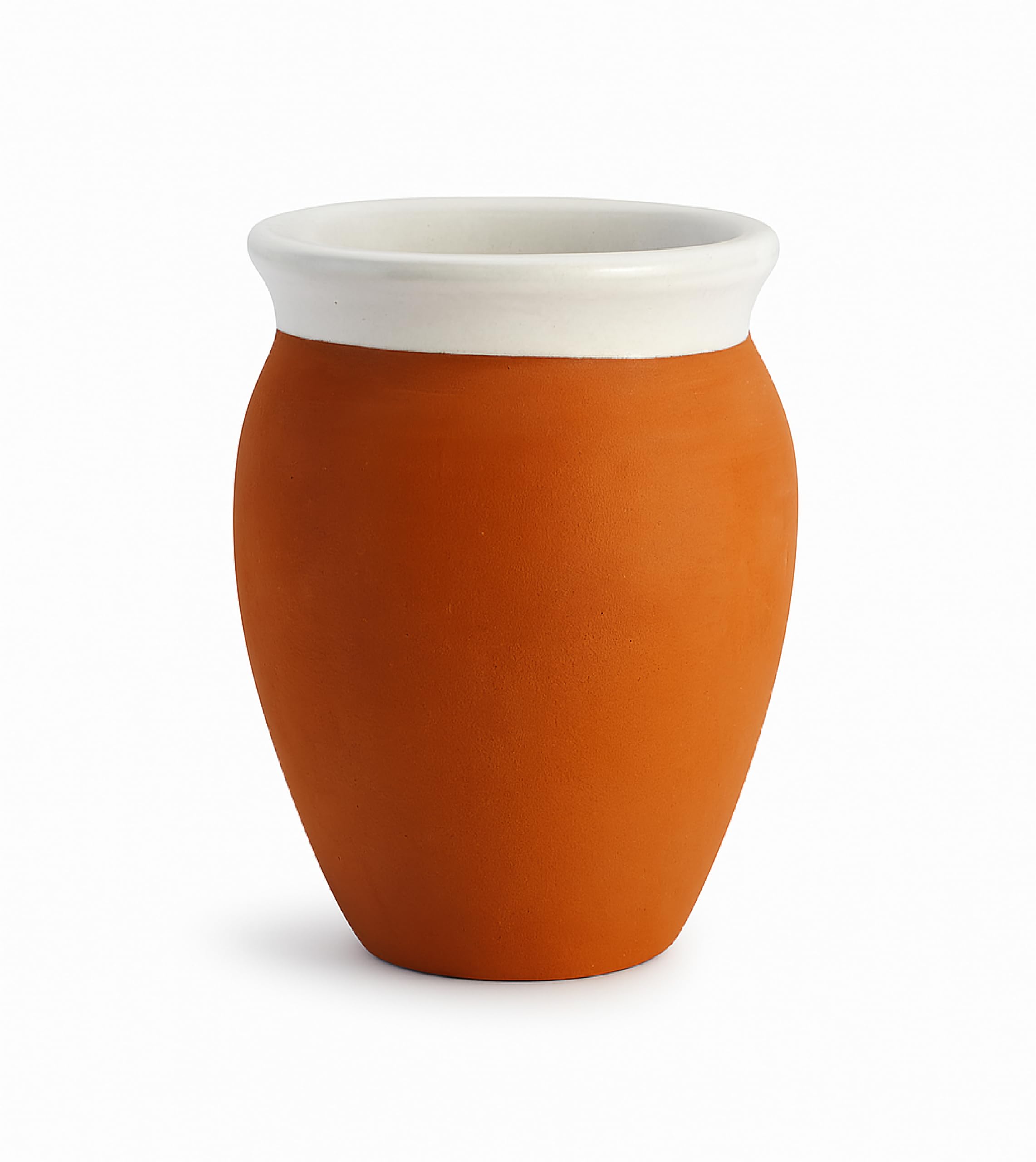 Photo 1 of Traditional Mexican Cantarito Clay Cups, Terracotta with White Rim, Handcrafted Drinking Glasses (4)