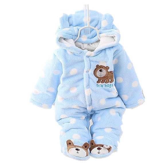 Pormow Herbst-Winter Verdickte Warm Unisex Baby Overall Cartoon Coral Fleece Kinderkleidung