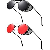 ANDOILT Steampunk Style Round Sunglasses for Men Women Vintage Retro Eyewear Matel Frame UV400 Protection