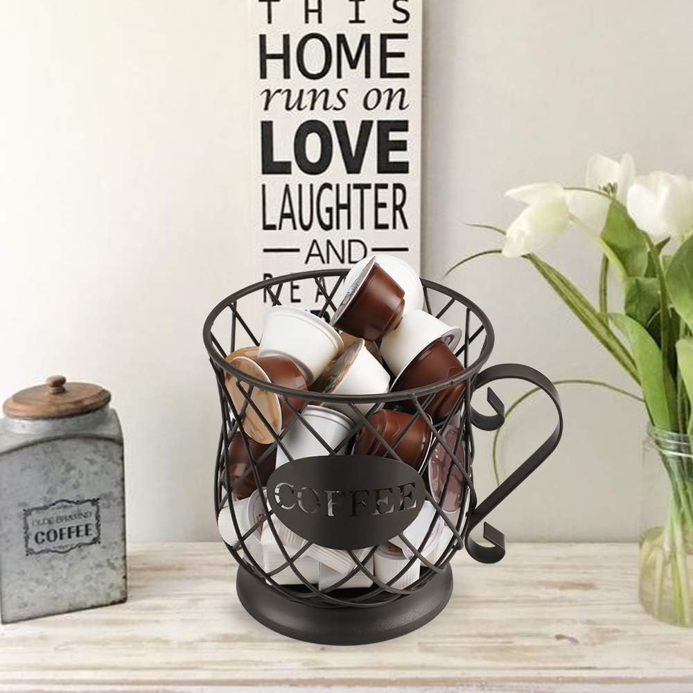 K Cup Holder Kpod Storage Organizer for 35 Kcups Keurig Coffee Pod Holder for Counter Coffee Table Bar Matte Bronze: Kitchen & Dining