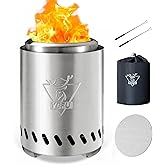 YEFU Tabletop Fire Pit 9.7 x 7.1 in, Low Smoke Camping Stove for Outdoor & Patio, Fueled by Pellets or Wood, Safe Burning Tab