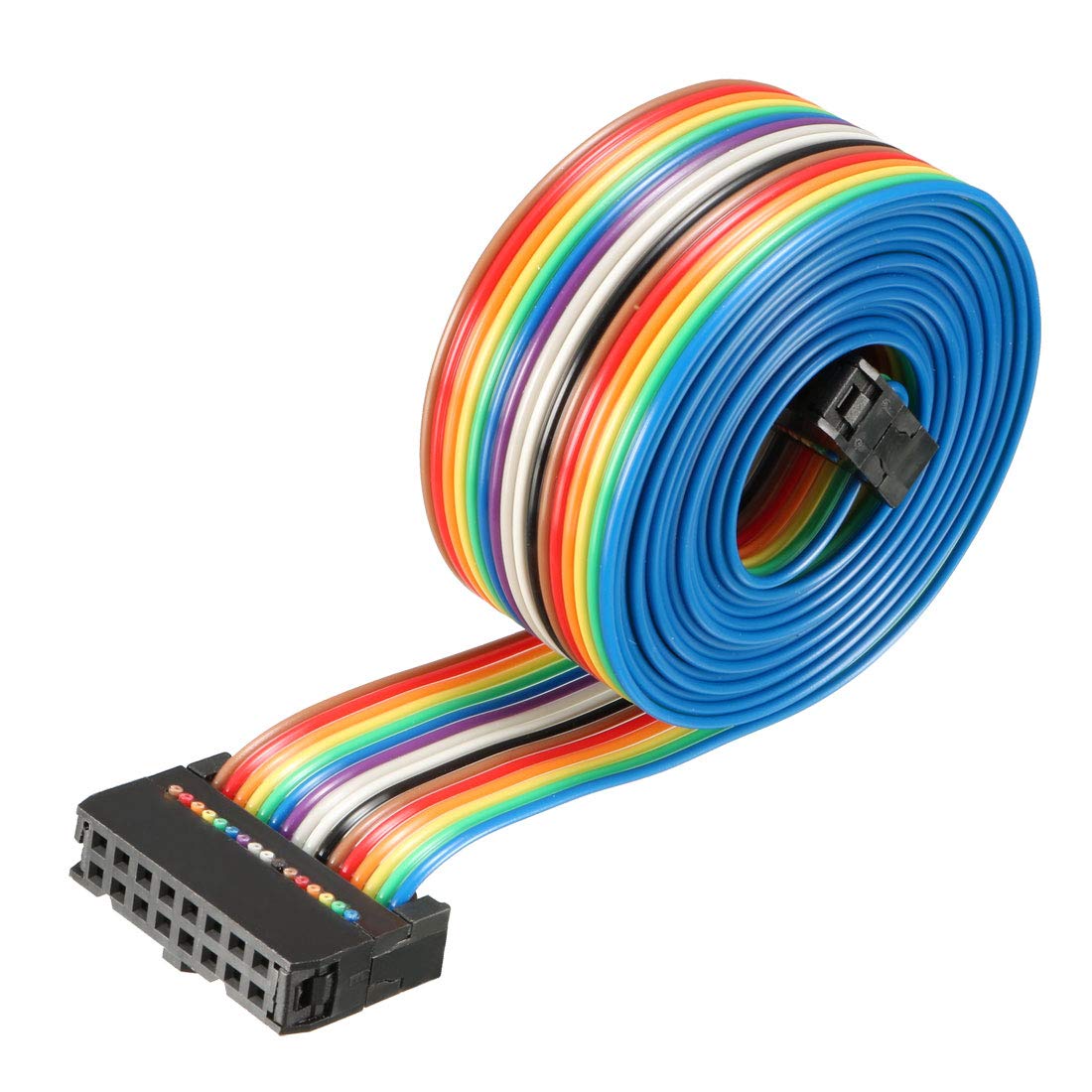 sourcing map IDC Rainbow Wire Flat Ribbon Cable 16 Pins 148cm Length 2.54mm Pitch Type-C