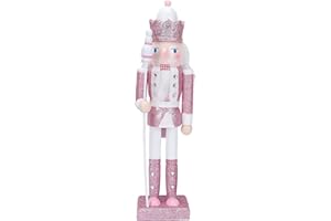 PASOLABE Pink Nutcracker Christmas Decorations 12 Inch Pink Nutcracker Figures Christmas Nutcracker Soldier Wooden Nutcracker Ornaments Glitter Collectible Nutcracker Figures for Xmas Gifts