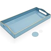 Gifturbo Bathroom Tray for Countertop, Decorative Vanity Tray with Handles,Storage Dresser Tray Organizer for Perfume, Jewelry, Makeup, Key (Light Blue)