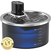 Stainless Steel Wireless Cat Water Fountain 3.2L/108oz Automatic Cat Water Dispenser 4000mAh Battery Operated Large Capacity Pet Water Fountains for Cats Dogs (ABS)