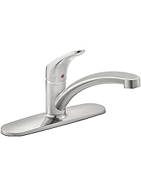 American Standard 7074000.075 Colony Pro Single-Handle Kitchen Faucet with Deckplate in Stainless Steel,