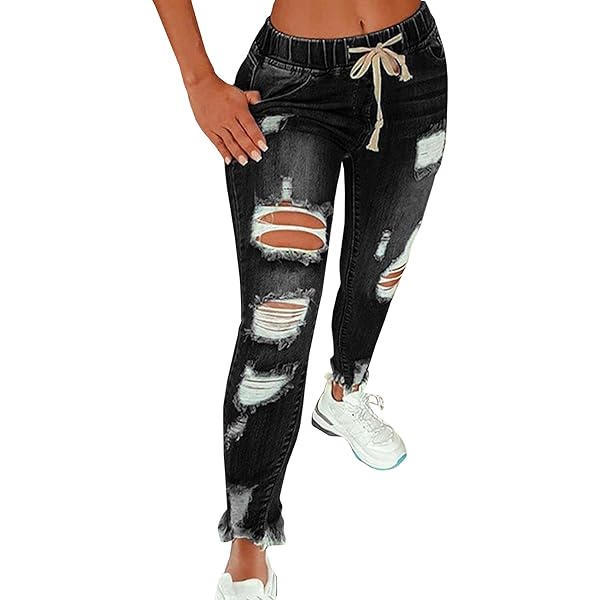 パンツ DIANTE HIGH WAIST DAMAGE SKINNY DENIM Kedera Women's High-Waisted Skinny Jeans with Distressed Ripped