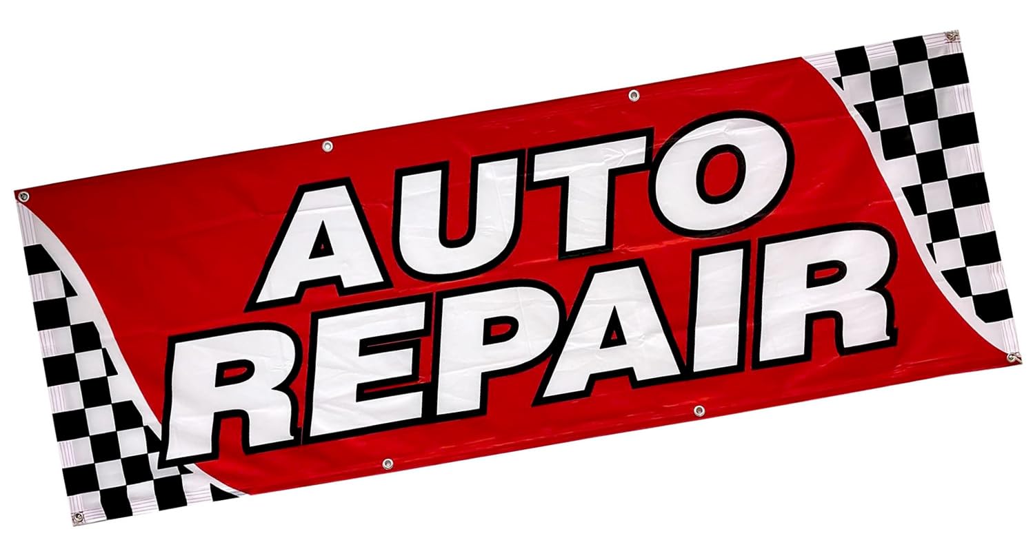 Photo 1 of 4 Less Co 2x6 Feet AUTO REPAIR Banner Sign with Grommets, Polyester Fabric, rb