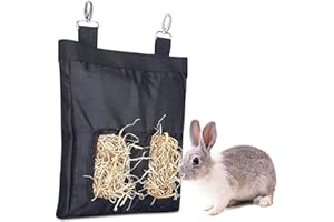 STKYGOOD Hay Bag for Rabbits, Rabbit Hay Bag, Guinea Pig Accessories, Hay Feeder (2 Holes, Dark Black)