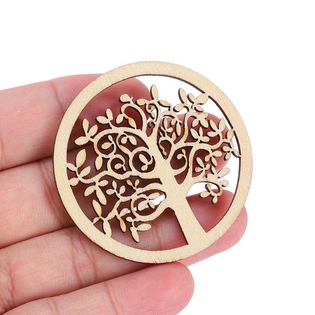 Photo 1 of 48Pcs Organic Tree of Life, Mini Round Tree of Life Unfinished Wooden Plaque Wooden Tree Shape Craft Blank for Christmas, Wedding, Guestbook, Decoupage Family Tree