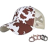 Womens Cow Print Baseball Cap Unisex Adjustable Baseball Hat Casual Cotton Sun Hats for Teen Girls
