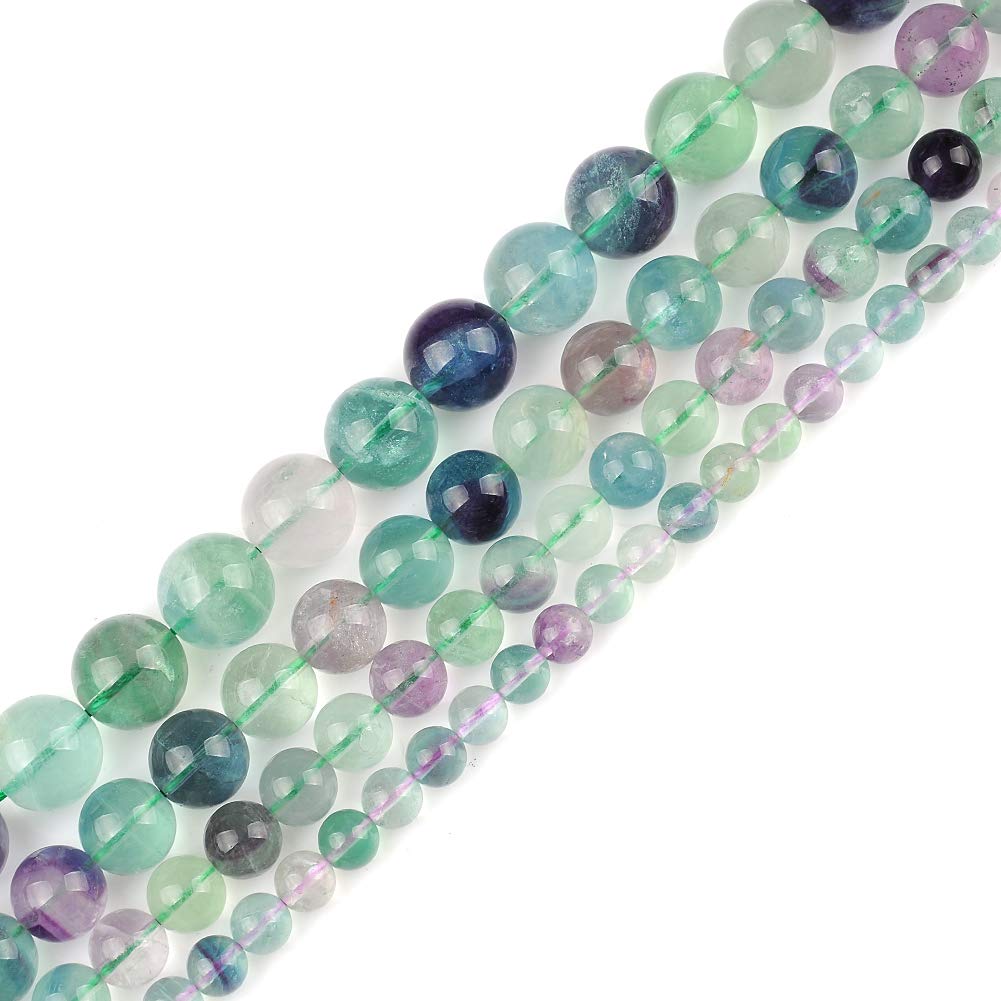 Genuine Natural Real Smooth Round Colourful Fluorite Gemstone Beads Loose Beads for Jewelry Making Approxi 15.5" (Colourful Fluorite, 10MM)
