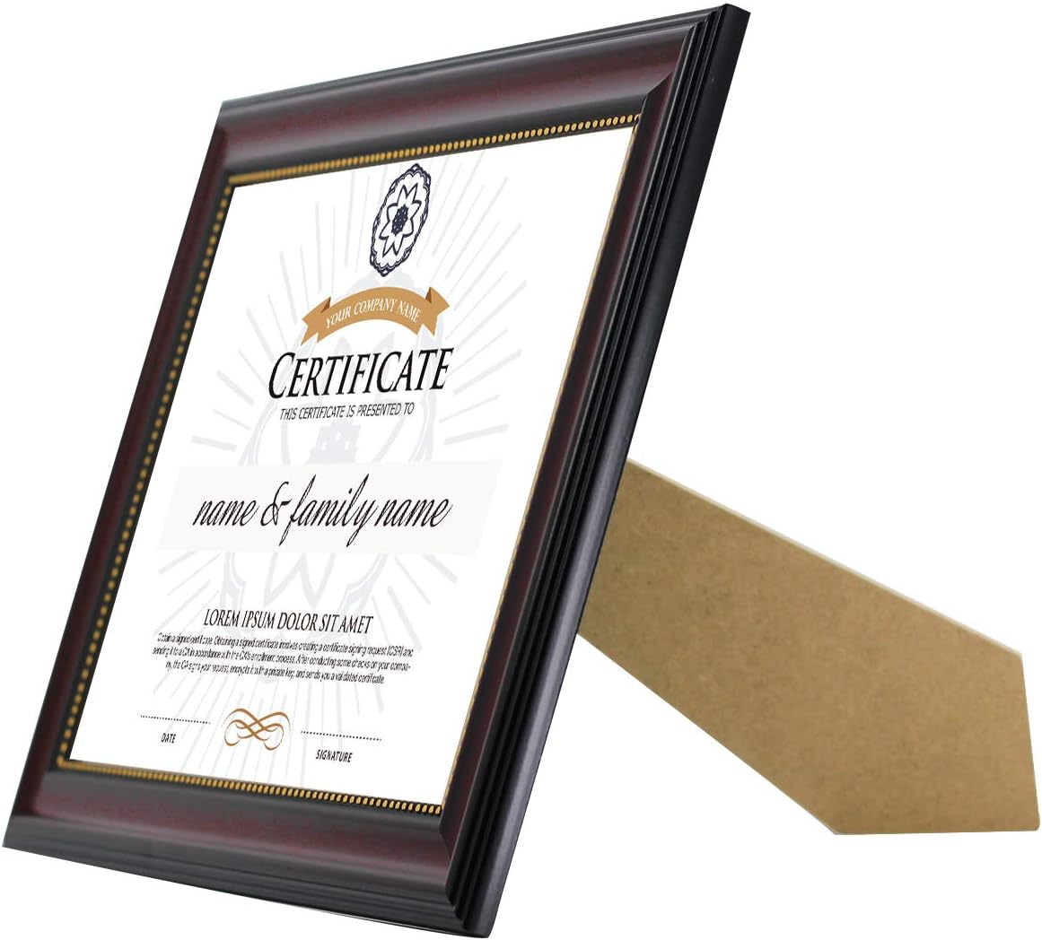 GraduationMall A4 Certificate Frame Diploma Frames Document Picture Holder Glass Wall & Tabletop Design,Mahogany with Gold Beaded - Image 3