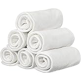6 Pack Rayon Microfiber Inserts Liners for Adults Cloth Diapers for Incontinence Care, 4-Layer Washable Reusable Large Absorbent (White-Large)