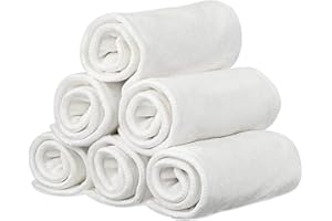 LUKLOY 6 Pack Rayon Microfiber Inserts Liners for Adults Cloth Diapers for Incontinence Care, 4-Layer Washable Reusable Large Absorbent (White-Large)