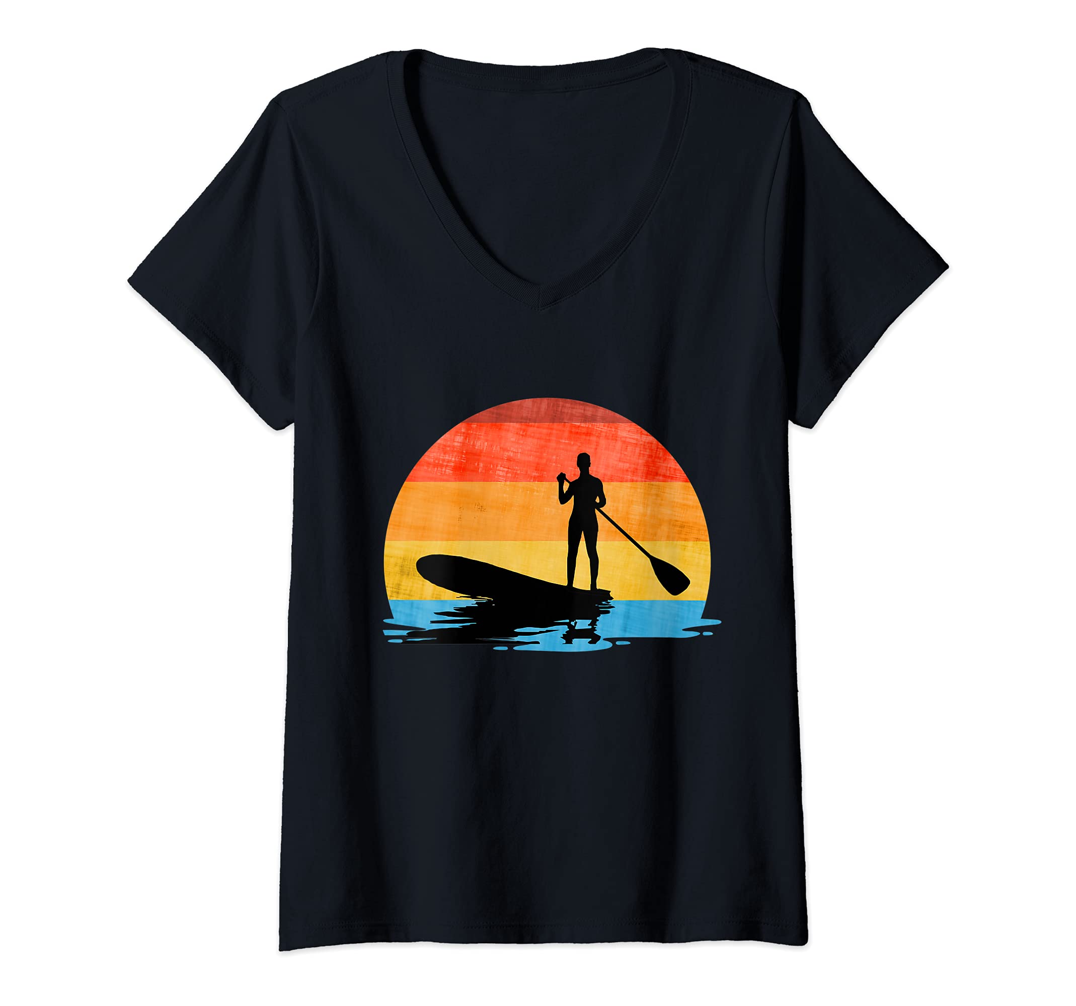 Womens STAND UP PADDLE, PADDLING, SUP, PADDLEBOARDING, SURFER V-Neck T-Shirt