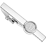 Mens Classic Tie Clip Silver Initials Tie Bar A-Z