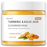 Kojic Acid And Turmeric Cleansing Pads for All Skin Types,Turmeric Face Scrub Pads for Face And Body Remove Excess Keratin And Firming Skin (55 Pcs)