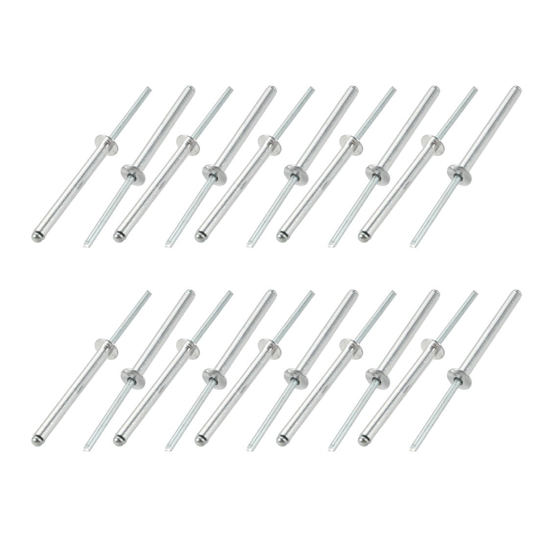 Sourcingmap 20 Pcs 4mm x 40mm Aluminum/Steel Open End Blind Rivets