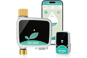QUOBAS WiFi Sprinkler Timer with Brass Inlet & Outlet, Smart Water Timer for Garden Hose with APP Remote Control, Manual Watering, Rain Delay Watering, for Lawn, Garden