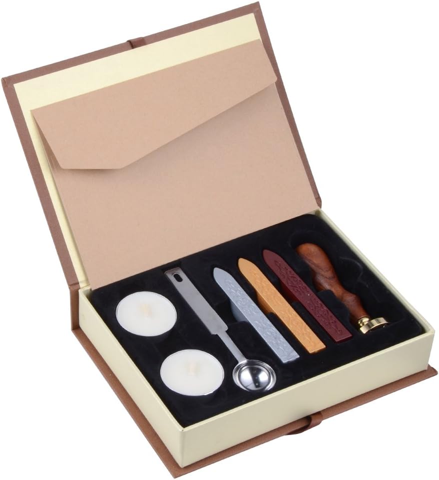 Wax Seal Stamp Kit Best Wishes Wax Sealing Set Retro Stamps Maker Box Set (Best Wishes)