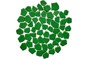 Smayt Yi Green Ceramic Mosaic Tiles Large Sizes and Shape Mosaic Art Making Supplies for Bathroom Flower Pot Outdoor Tables Coasters(0.8-1.2inch,7oz), M-Green, 200g