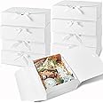 Kucoele 15 PCS White Gift Boxes with Ribbons, Bridesmaid Proposal Boxes with Lids Present Packaging Boxes for Wedding, Birthday, Party and Bride Shower, 10.6 x 7.8 x 3.1 Inches