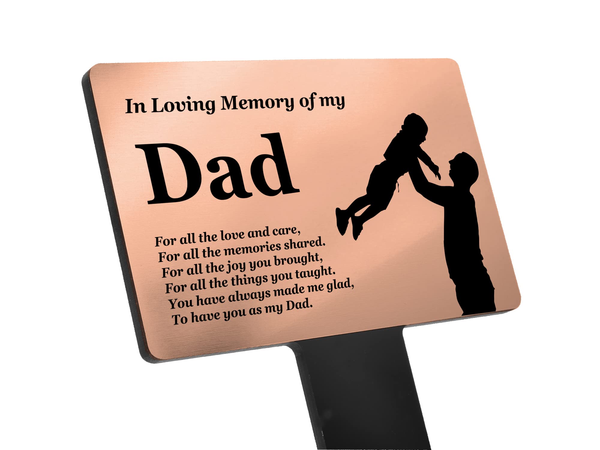 OriginDesigned In Loving Memory of My Dad - Engraved Memorial Stake with poem and illustration (Gold/Silver/Copper or Black & White Plaque) (Copper)