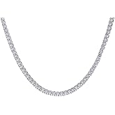 JTV 45 CTW White Cubic Zirconia Tennis Necklace for Women - Silver-Tone Brass - Brilliant-Cut Diamond Simulant Statement Jewelry - Elegant Gift for Special Occasions - 18"