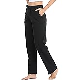 Willit Women's Cotton Sweatpants Yoga Lounge Open Bottom Sports Pants Straight Leg Casual Pants with Pockets