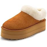 Athlefit Platform Slippers for Women Slip-on Winter Warm Fuzzy Fluffy Suede Slippers Shoes for House Indoor and Outdoor