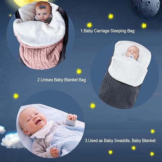 Gigoteuse Nouveau Ne Bebe 0 12 Mois Baby Couverture Hiver Tricote Emballage Swaddle Couverture Sac De Couchage En Molleton Epais Bebe Chanceliere Pour Poussette Porte Bebe Lit Be Couvertures Et Couvertures D Emmaillotage Bebe Et Puericulture