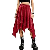 Bridesmay Women's Renaissance Skirt Flowy lace Tiered Asymmetrical Fairy Midi Skirts