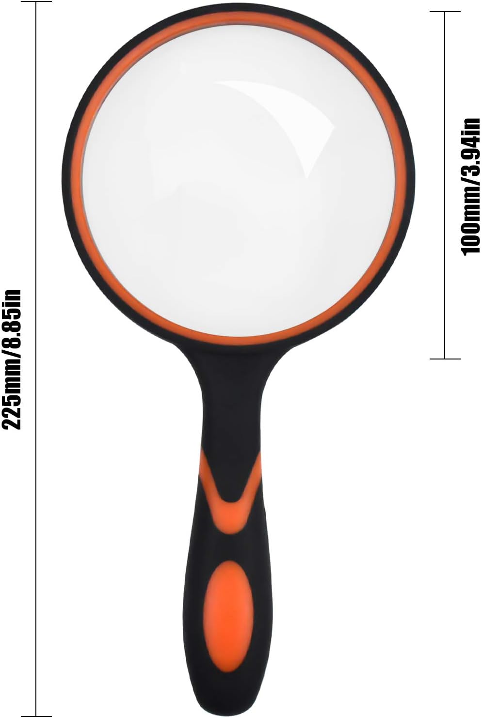 Skyzone Magnifying Glass 10X,100mm/4inch Magnifying Lens Handheld Reading Magnifier with Non-Slip Soft Rubber Handle for Reading Books Inspection,Insect and Hobby Observation (Orange) - Image 3