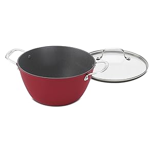 Cuisinart CIL4525-26R CastLite Non-Stick Cast Iron Dutch Oven with Cover, 5.25-Quart, Red