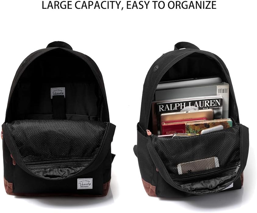 Vaschy Unisex Classic Water Resistant School Backpack Fits 14Inch