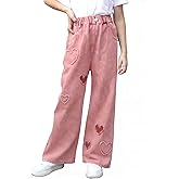 SANGTREE Girls Baggy Jeans Wide Leg Jeans Elastic Waist Casual Denim Pants Kids Clothes,6-14 Years