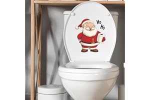 Funny Christmas Santa Claus Toilet Cover Sticker, Waterproof Christmas Toilet Lid Sticker, Xmas Wc Bathroom Wall Door Decals 