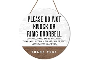 HSNBT Please Do Not Knock or Ring Doorbell Sign, Do Not Disturb Sign for Gate Fence Yard Dog Barking Door Sign, Baby Sleeping Sign for Home Front Door, Gift for New Mom Parents