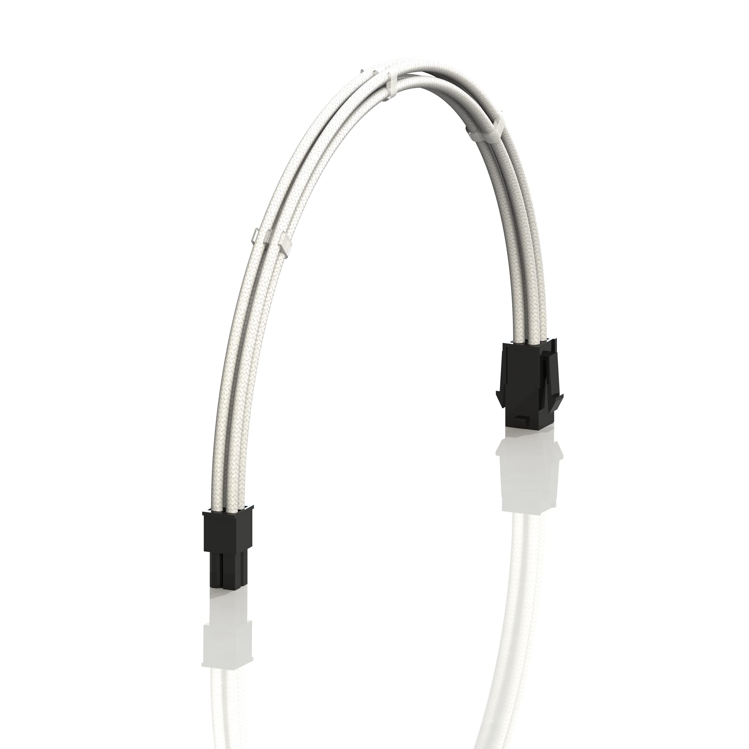 LINKUP - AVA 50cm EPS 4 Pin CPU ATX Motherboard PSU Power Supply Braided Sleeved Custom Mod PC Extension Cable w/Combs | Strong & Stiff Design | Single Pack | 500mm - White