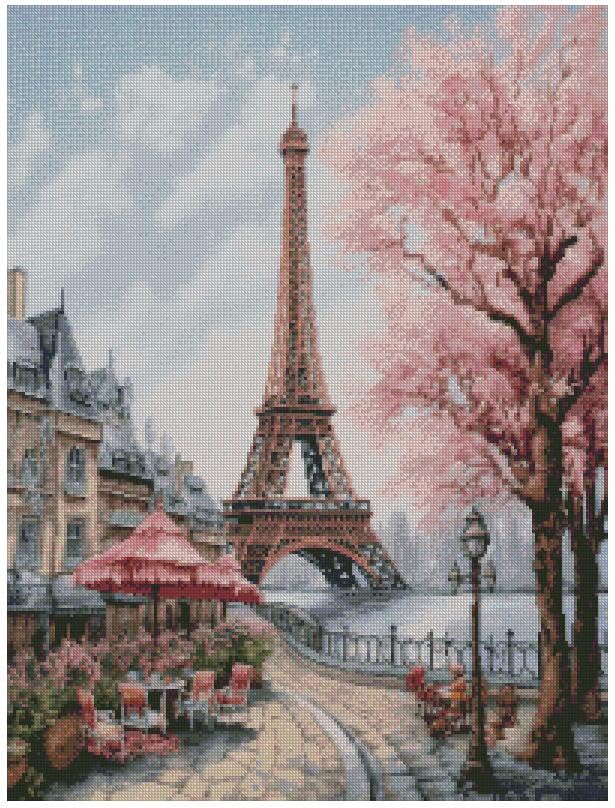 Paris in Spring Landscape CROS Stitch Kits,14count, Blank aida Fabric, 200x250 Stitch 36x44 cm Cotton Cross Stitch Kits