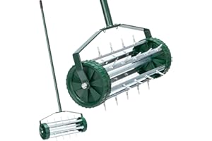 YOSHIKO Lawn Aerator Upgraded Manual Spike Rolling Lawn Aerator for Compacted Soils and Lawns, Push Spike Aeration with 2.28 Inch Solid Steel Spikes Garden Aerator Tool