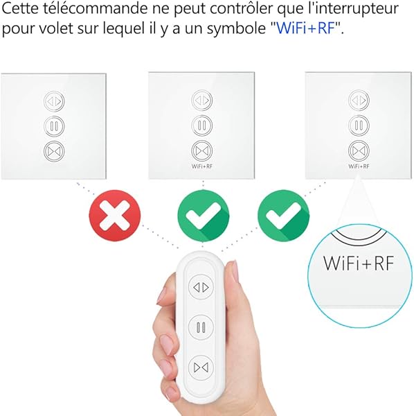 LoraTap Interruptor Persiana WiFi con Mando a Distancia RF Interruptor Tctil de Pared para Cortina Elctrica Funciona con La Aplicacin Smart Life Compatible con Alexa y Google Home