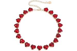 Firstmeet Heart-shaped Crystal Rhinestone Collar Necklace Wedding Sparkly Colorful Crystal Choker For Women