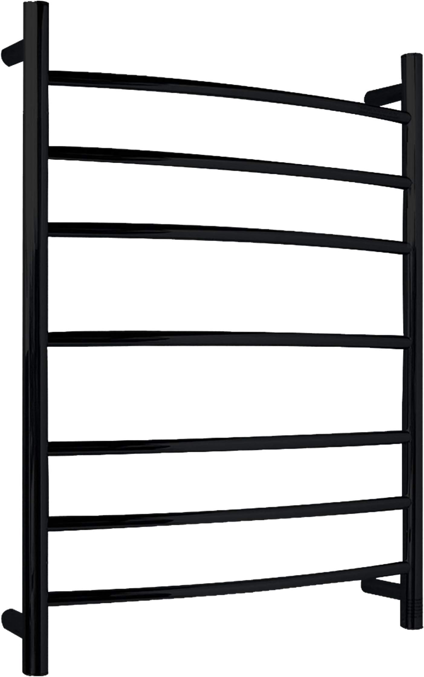 ANZZIANZZI Gown 7-Bar Wall Mounted Towel Warmer in Matte Black, Energy Efficient 70W Electric Plug in Heated Towel Rack for Bathroom, Stainless Steel Towel Heater Rail Quick Towel Dryer, TW-AZ027MBK