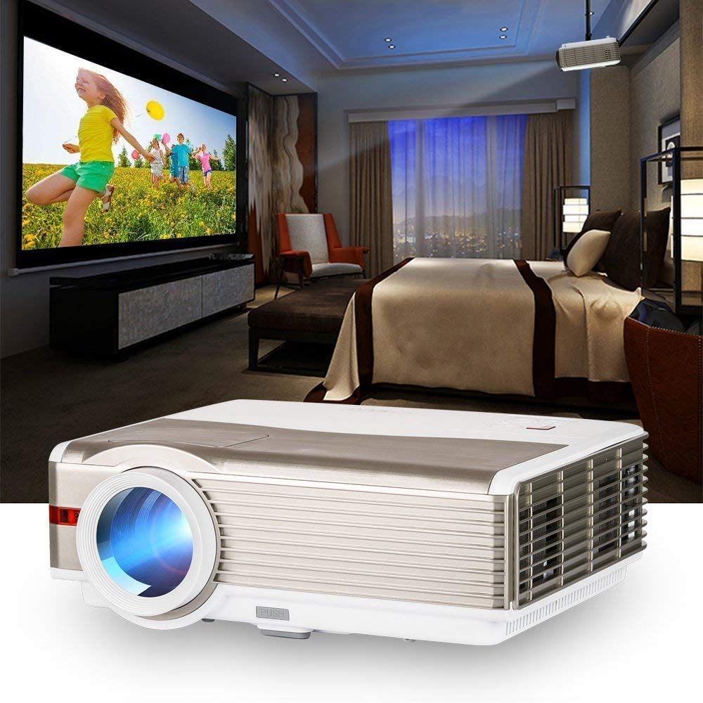 完璧 プロジェクター Led B07mbjp798 Iphone Dvd ラップトップ スマホ タブレット ゲーム機など接続可 高輝度ホーム プロジェクター Usb 2 Hdmi 2 Av Vga 3 5mmイヤホンジャック対応 重低音スピーカー内蔵 19 10最大解像度 1080pフルhd対応 40lm ホーム