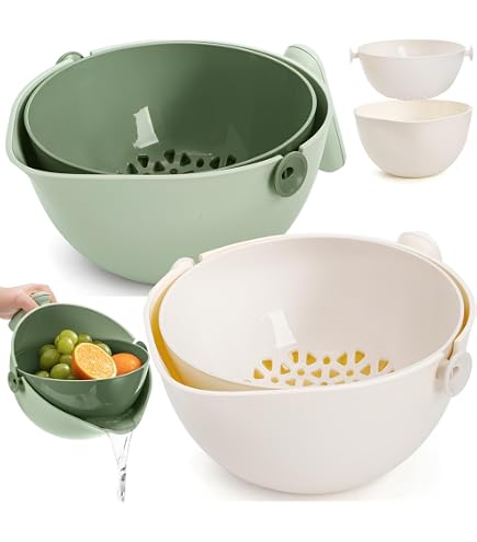 Colador Giratorio Cesta De Lavado De Verduras 2 En 1 Cuenco