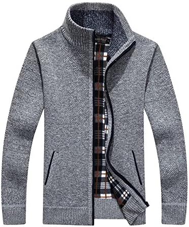 Msmsse Men's Zip up Fleece Knitted Cardigan Sweater
