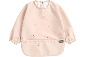 PewinGo Weaning Bib with Long Sleeves & BLW, Soft and Skin-Friendly Material, Coverall Bibs for Baby Feeding, Waterproof and 