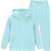 KIDMAU Girls Boys 2 Piece Tracksuit Athletic Sweatsuit Zip Up Hoodie Sweatshirt and Jogger Pants with Pocket Kids Sport Set
